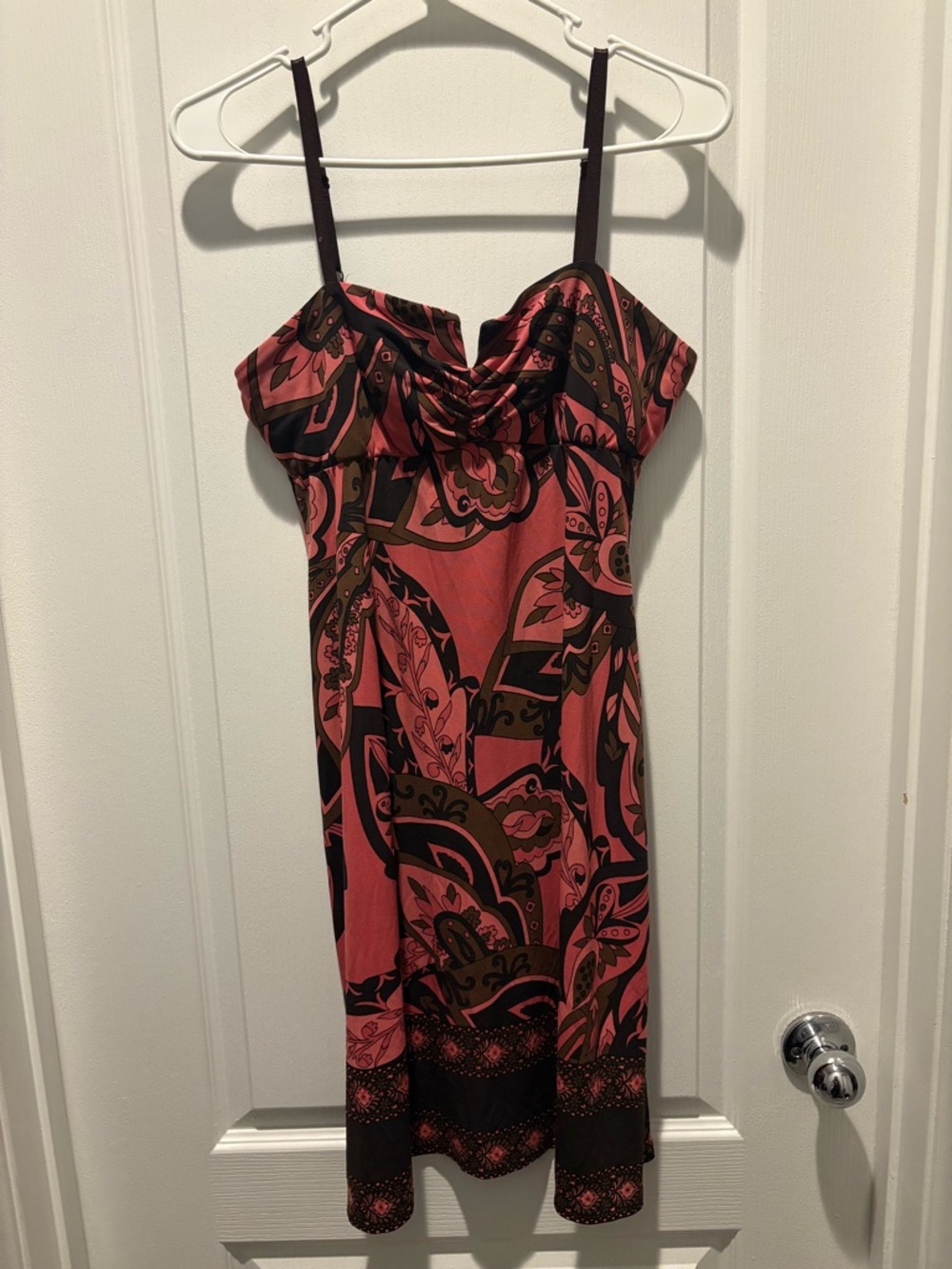 Snap Pink and Brown Printed Midi Dress